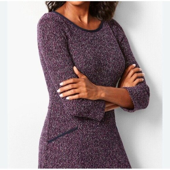 Talbots Womens Dress Sz 18 Twisted Boucle Tweed Knit Midi Fit & Flare - Picture 10 of 11